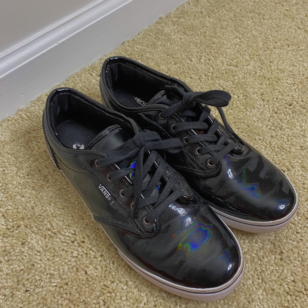 black reflective rainbow vans old skool